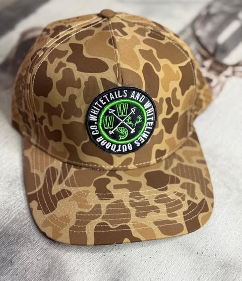 Duck Camo Brown 5 Panel Round Billed Snapback